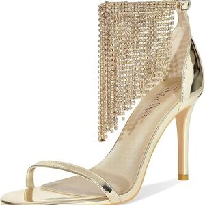 Women's High Heels Open Toe Sandals Rhinestone Fringe Ankle Strap Sandals
